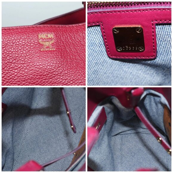 MCM Hand Bag Leather 2way Pink Gold Auth - Picture 14 of 15
